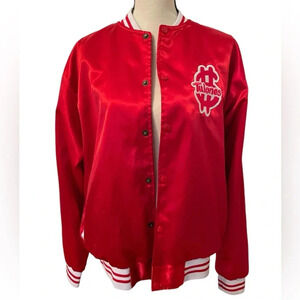 Tulones Men’s Red White Trim Bomber Jacket Retro Large Snaps Cuffs Hem and Wrist